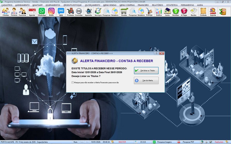 Gr�fico sobre servi�os realizados