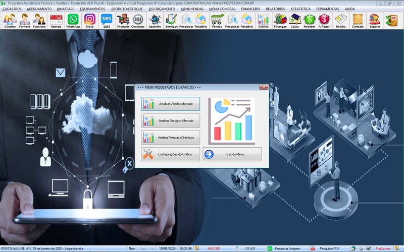 Gr�fico sobre servi�os realizados