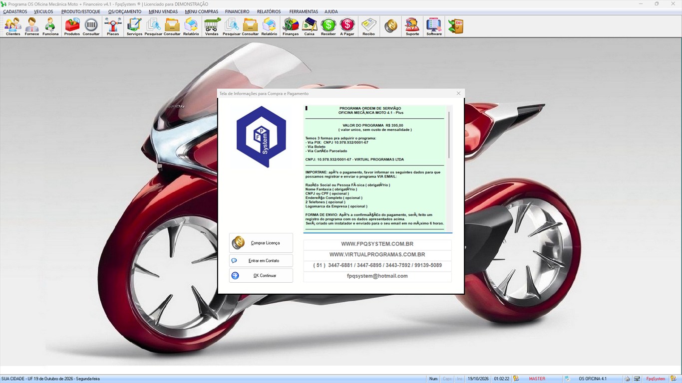 Oficina MOTO + Vendas e Financeiro v4.1 - Ferramentas 18 - Informações para compra do programa