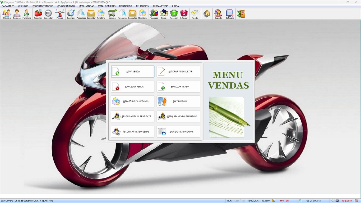 Oficina MOTO + Vendas e Financeiro v4.1 - Menu de pedidos de venda