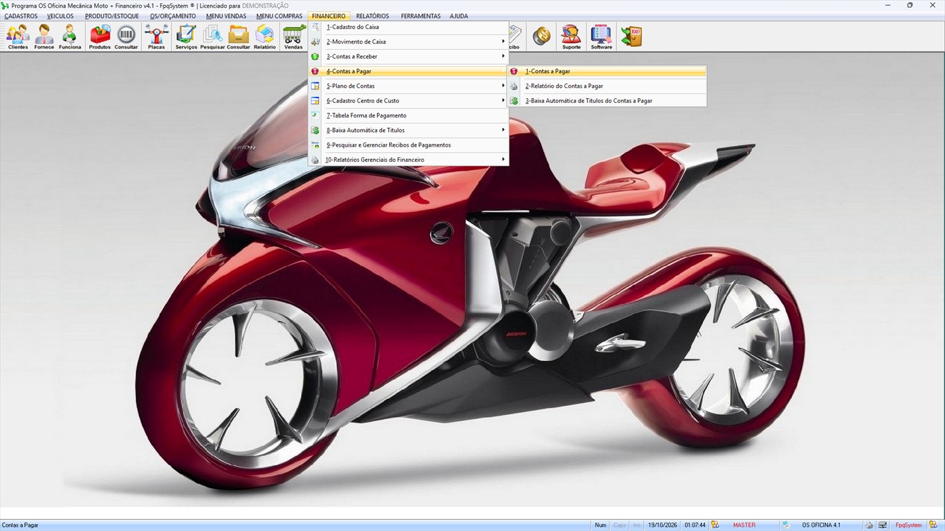 Oficina MOTO + Vendas e Financeiro v4.1 - Menu Financeiro > Contas a Pagar