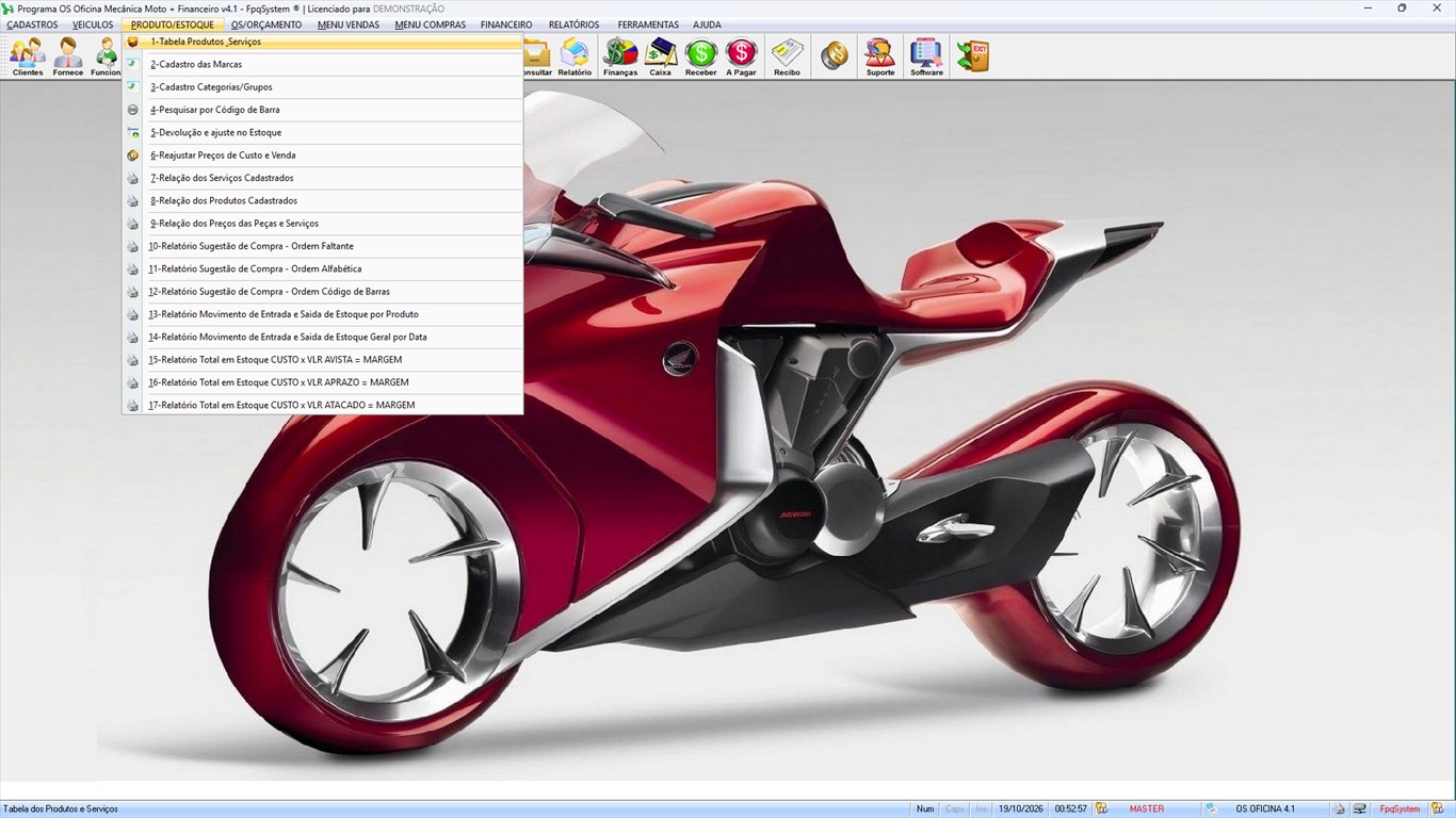 Oficina MOTO + Vendas e Financeiro v4.1 - Menu Produto/Estoque aberto