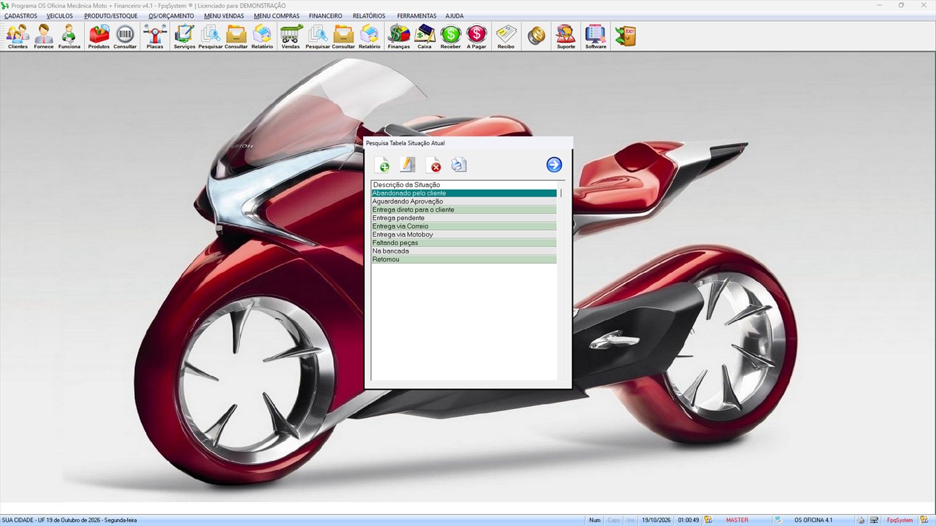 Oficina MOTO + Vendas e Financeiro v4.1 - Ferramentas 10 - Tabela situação da ordem