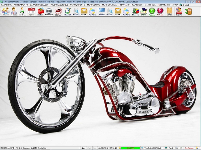 Tela do programa Oficina MOTO + Vendas + Financeiro v6.1 Plus